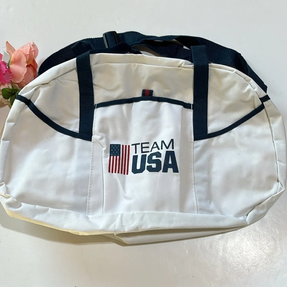 Team USA Duffle Bag White and Navy TEAM USA SMALL DUFFLE BAG RETRO OLYMPics